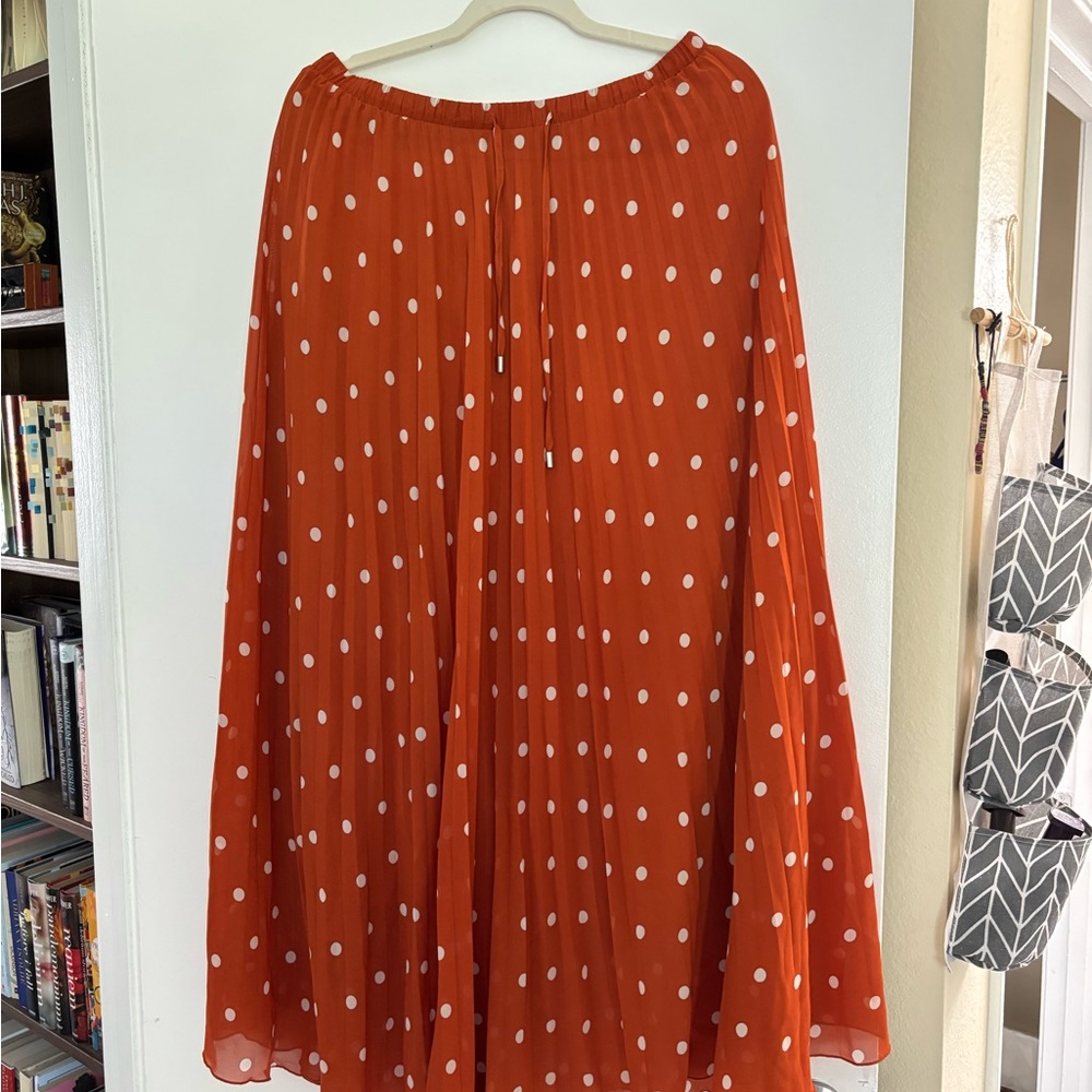 WD.NY Orange Polka Dot A-Line Skirt
